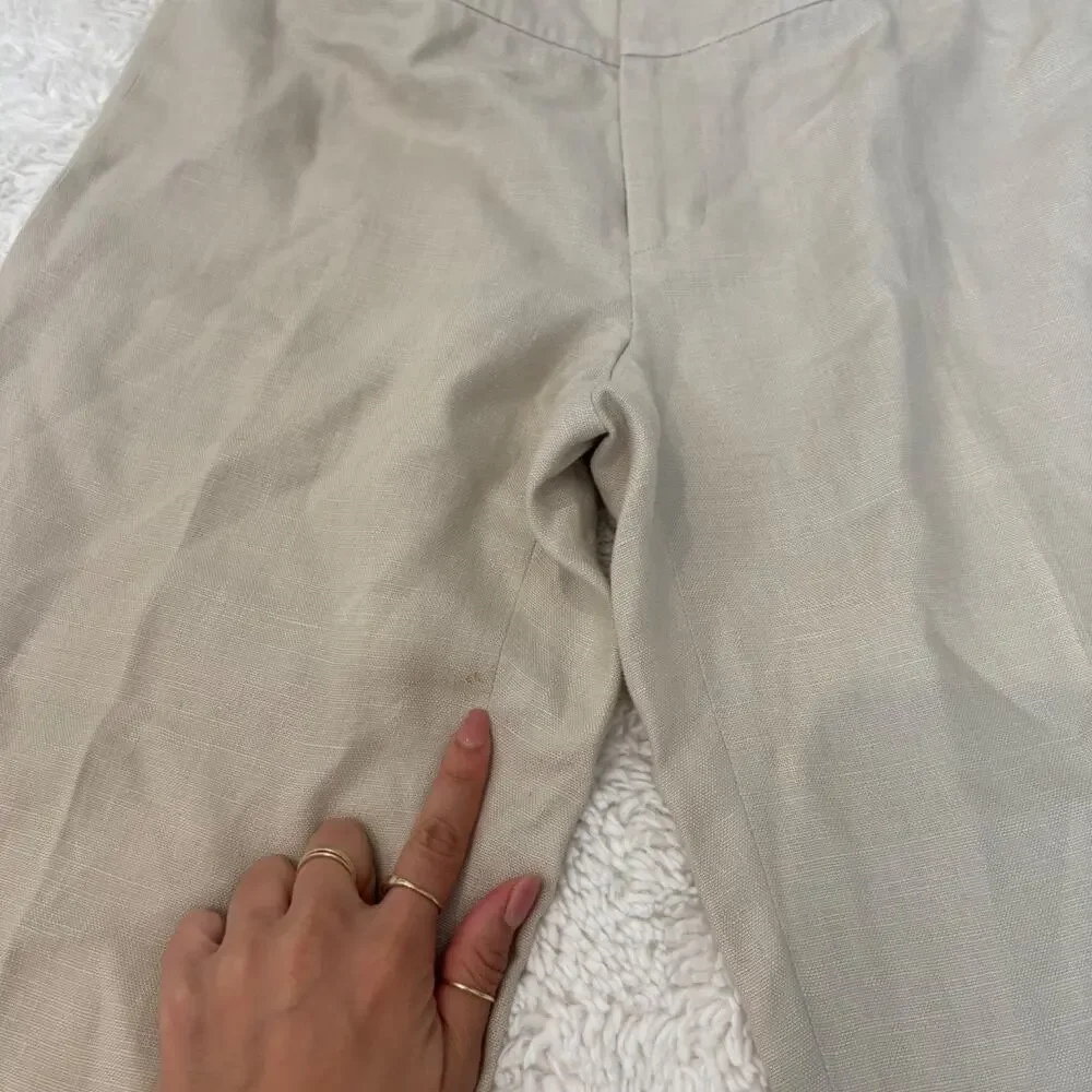 Banana Republic Womens Biege Linen Pants 6 Boho Chic Costal Country Club Grandma
